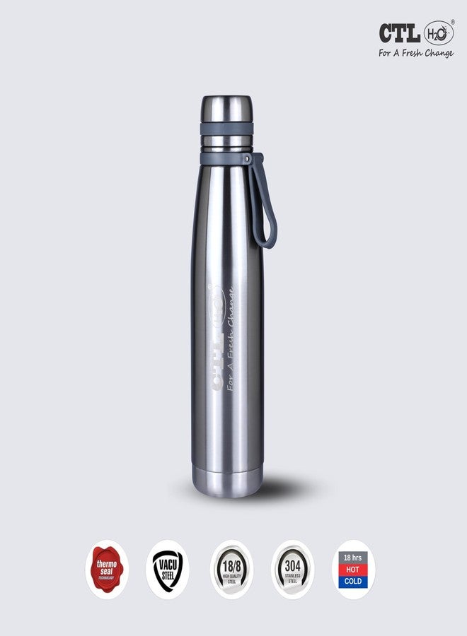CTLH20 Slim Water Bottle| 1L Stainless Steel Bottle for School Children Office Home Fridge & Gym| Leakproof & Rustproof Design (Silver) - Image 3